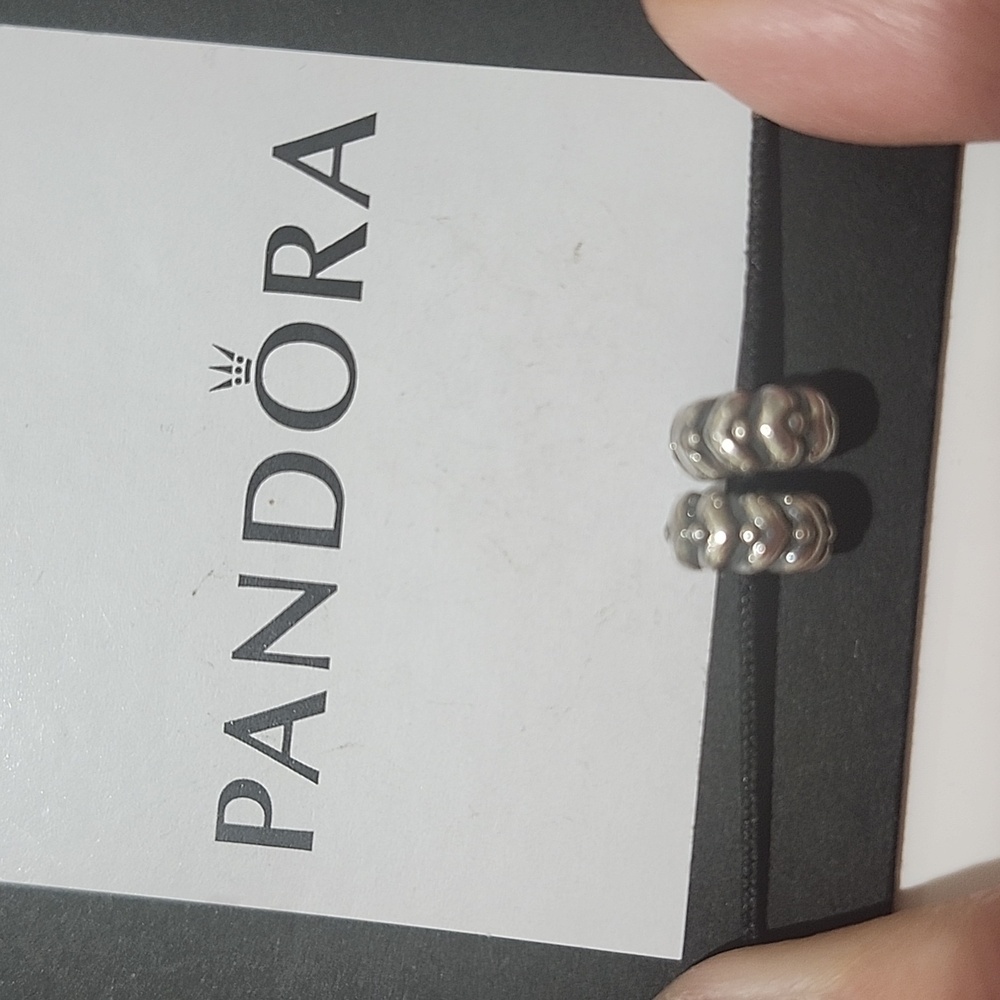 Pandora Retired Sterling Silver Heart Beats Spacers, Set Of 2- 790450 - Picture 3 of 4